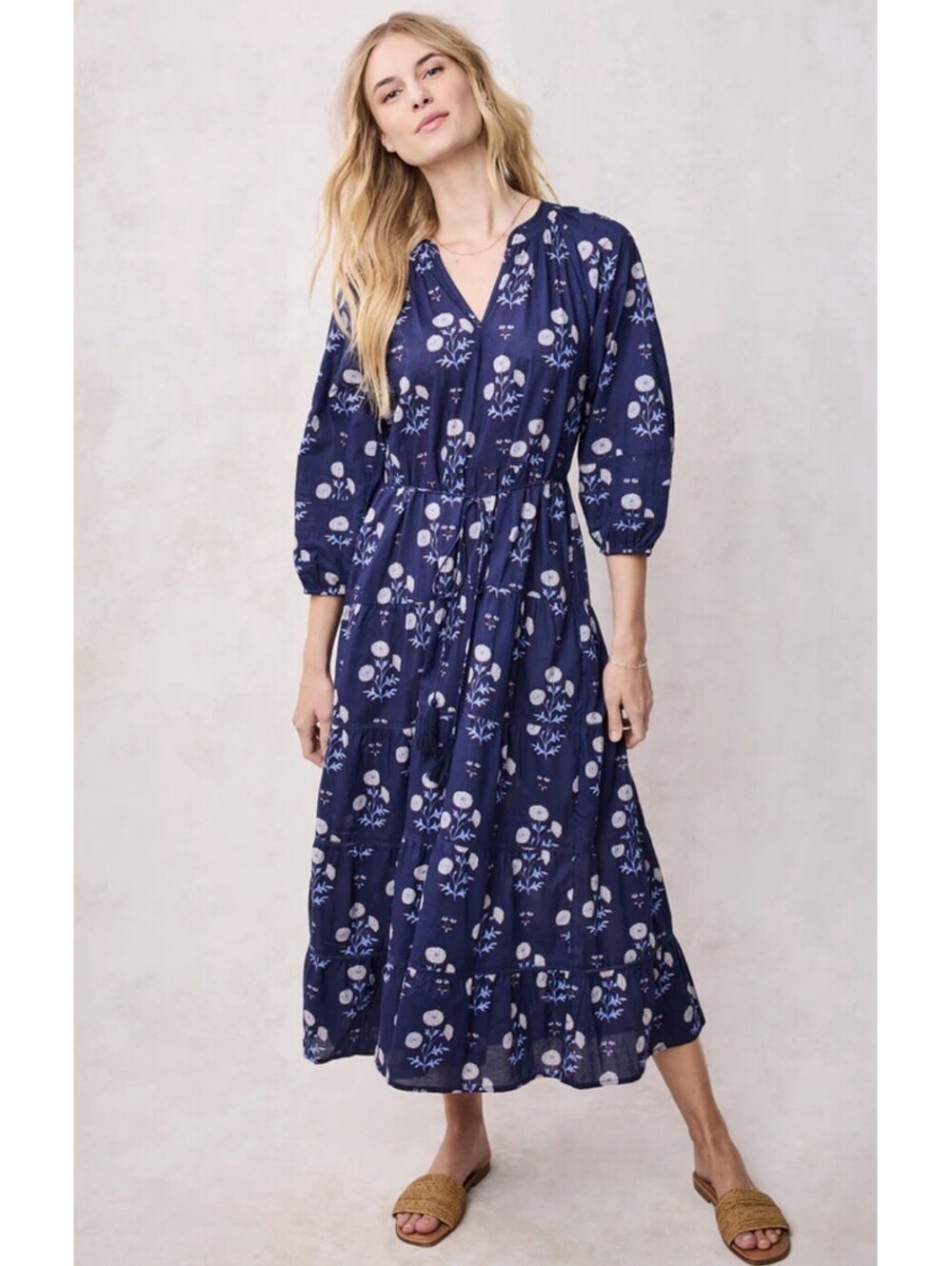 Printfresh Main Street Maxi Dress in Marigold Blood Design Size Large Blue